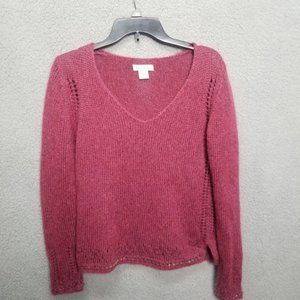 TOMMY BAHAMA WOMEN'S SIZE XS MOHAIR WOOL ITALIAN YARN V-NECK OPEN KNIT SWEATER